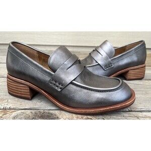 Kork-Ease Keegan Women's 6M Antique Silver Metallic Heeled Penny Loafers Shoes